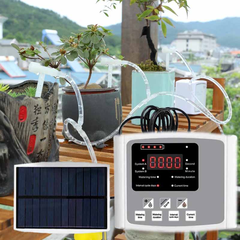 Smart Garden Technology - Automatisches Tropfbewässerungsgerät mit Solarenergie, Doppelpumpe, verstellbares