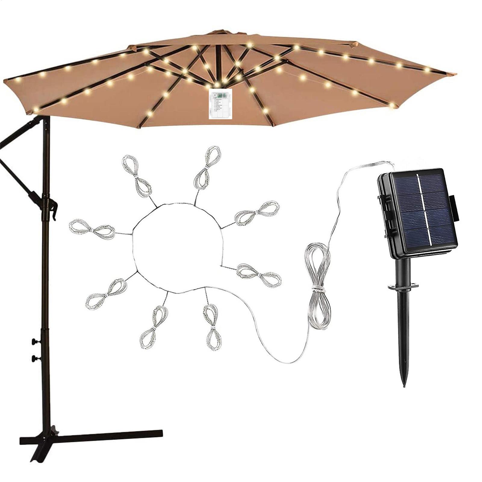 Smart Garden Umbrella - Solar-Sonnenschirm-Lichterkette 104 LED Parasol-Lichterkette mit 8
