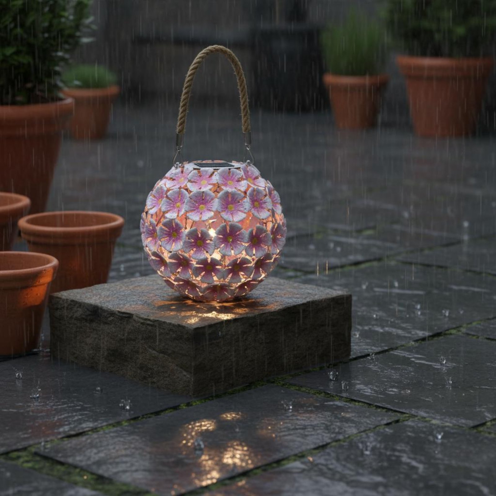 Smart Garden Lanterns - Hängende Blumenlaterne Warmweiße Solar-Blumenleuchte Eisen-Gartenlampe Energiesparende