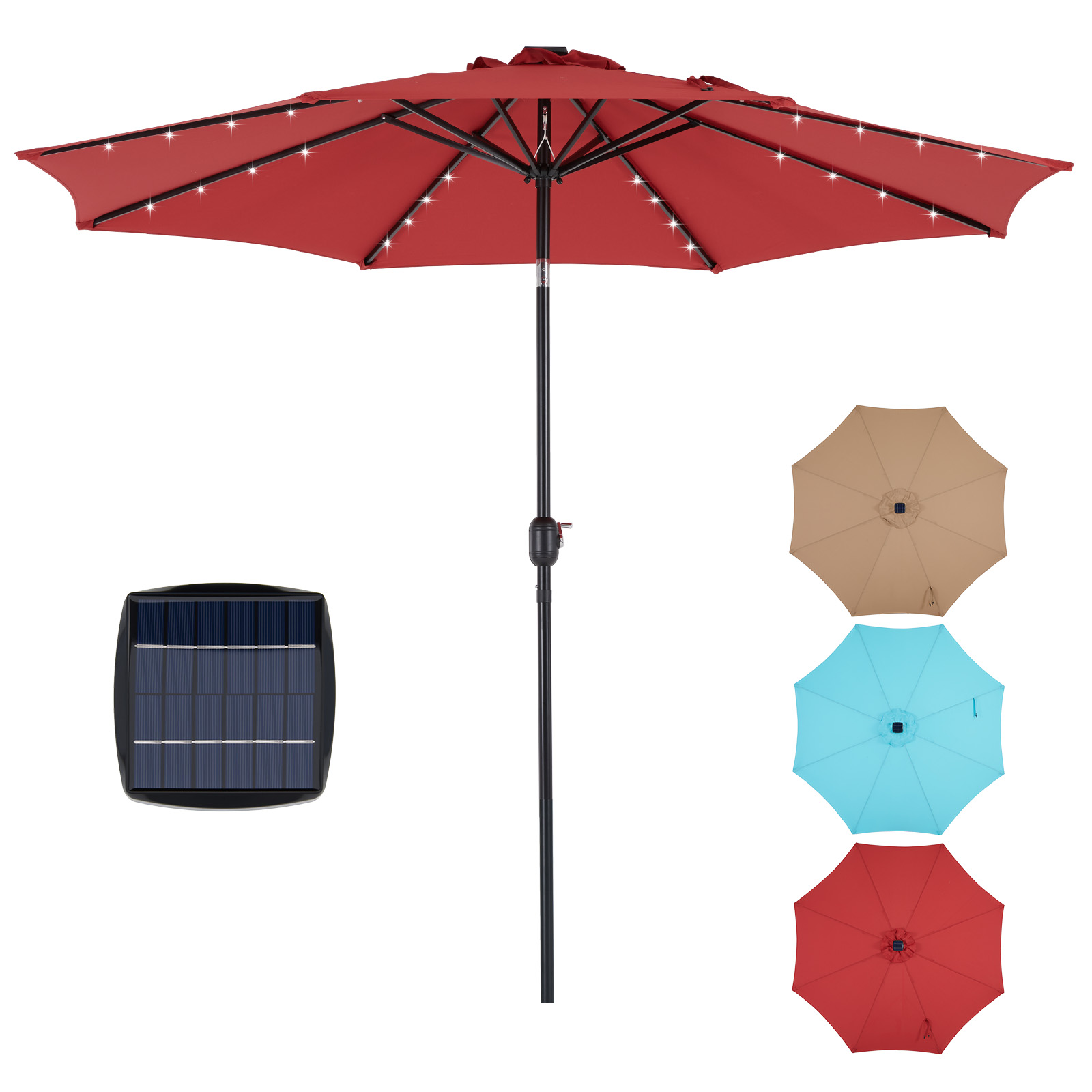 Smart Garden Umbrella - JHK 10 Fuß Solar-Terrassenschirm mit 32