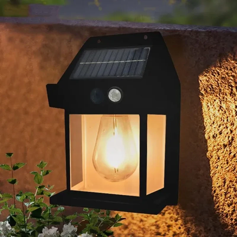 Smart Garden Lanterns - Solar-Wolfram-Nachtlampe, intelligenter Bewegungsmelder, Wandlampe, 3 Beleuchtungsmodi,