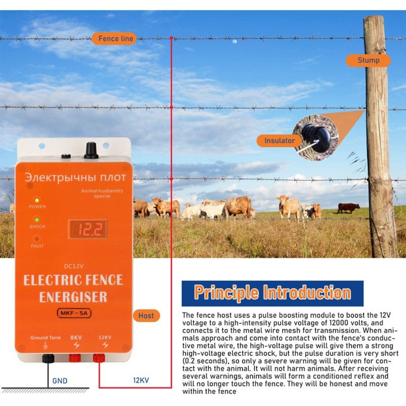 Smart Garden Fence - ABMI-Smart 12V wasserdichter Elektrozaun, Elektrozaun-Set für