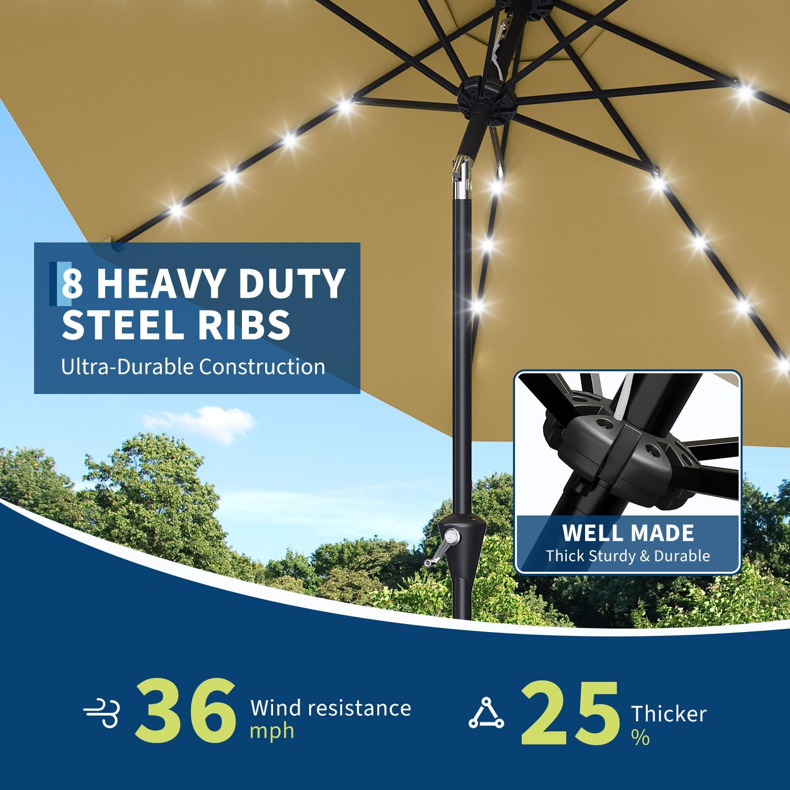 10FT Solarbetriebener Terrasse – Smart Garden Umbrella Bewertung und Preis