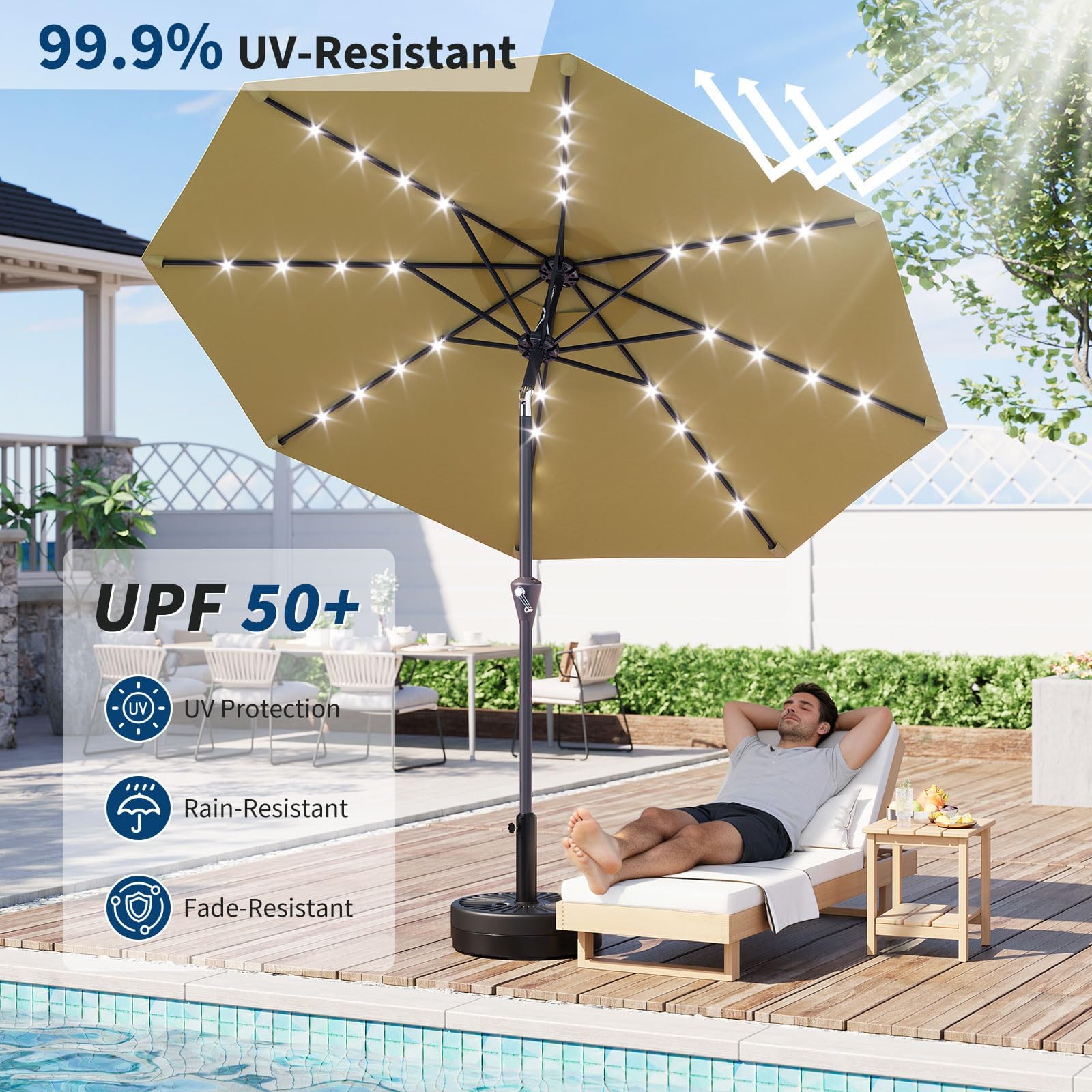 10FT Solarbetriebener Terrasse – Smart Garden Umbrella Bewertung und Preis